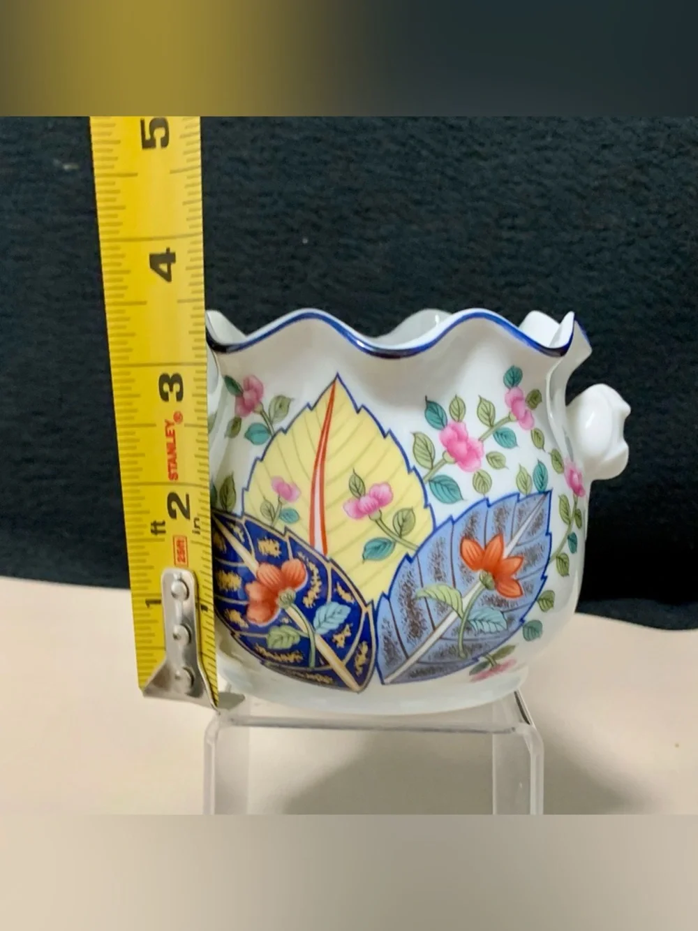 🔍 Vintage Seymour Mann “Tobacco Leaf” Fine China Cachepot / Planter – 1970s
